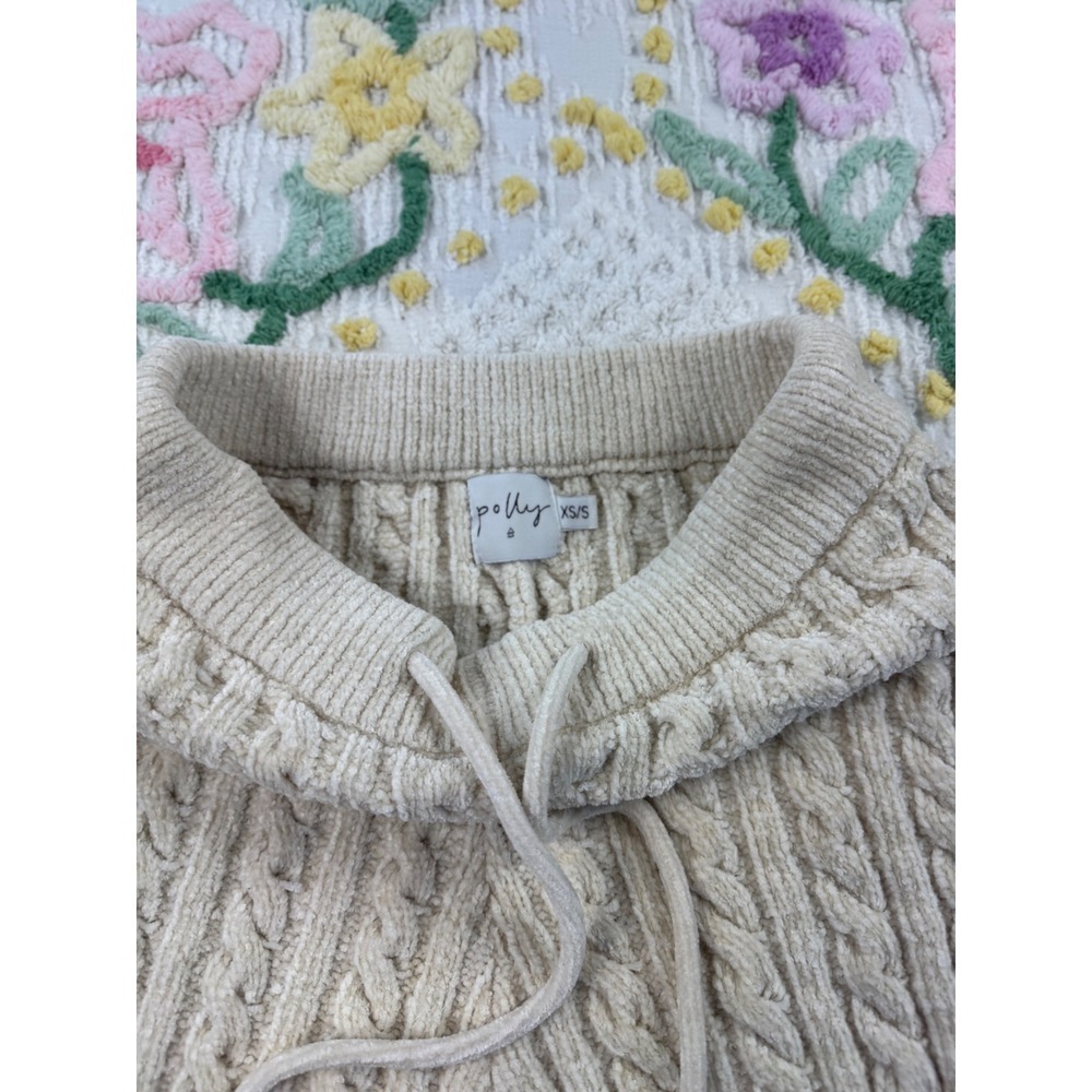 Polly Cable Knit Pants XS/S Beige Drawstring Cozy Lounge Casual Knitwear - Picture 3 of 8